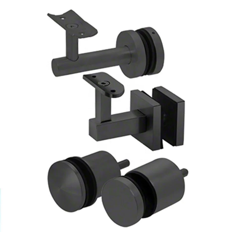 square handrail bracket for brick stairs with tempered glass standoff design