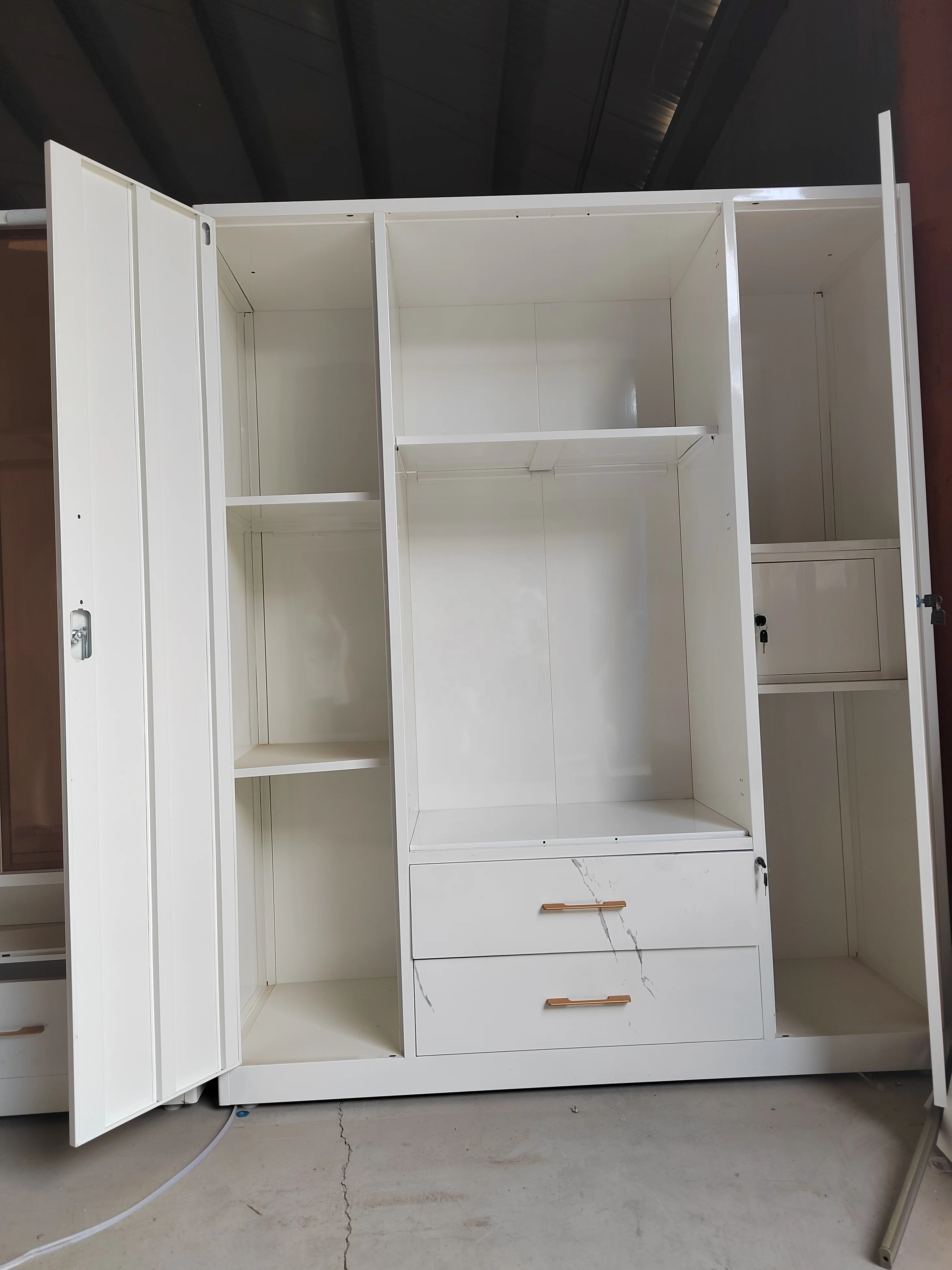 Folding clothes wardrobe with mirror for home furniture Cheap Price Pattern Printing sliding Almirah wardrobe