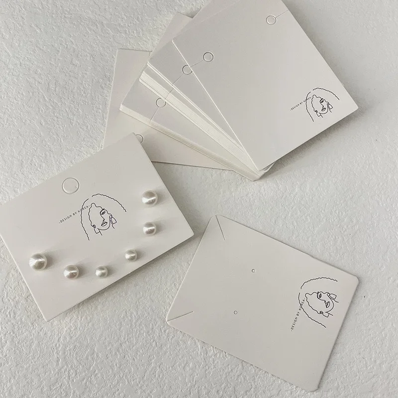 Custom Printing Gold Foil Logo Ivory Card Paper Jewelry Packaging And Display Earring Ring Necklace Cards