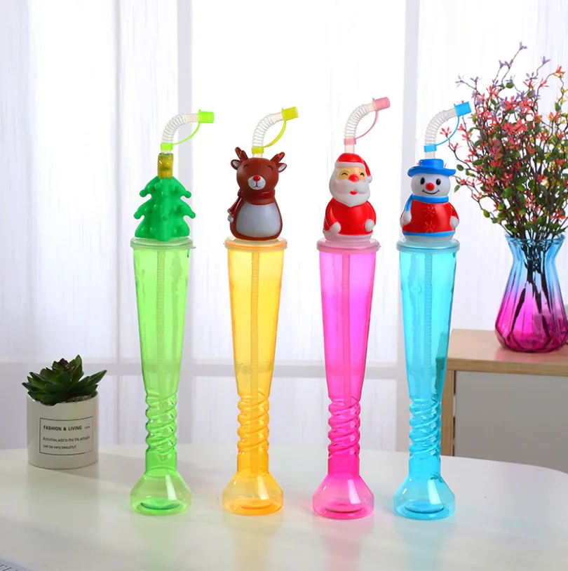 Hot Selling Personalized 500ml Dinosaur Shark Cartoon Clear PET Plastic Slush Yard Cup With Lid And Straw