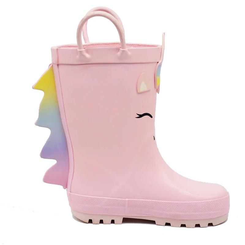 Pink Toddler girls Unicorn Printed Rubber Rain Boots Wellington Boots Gumboot for kids
