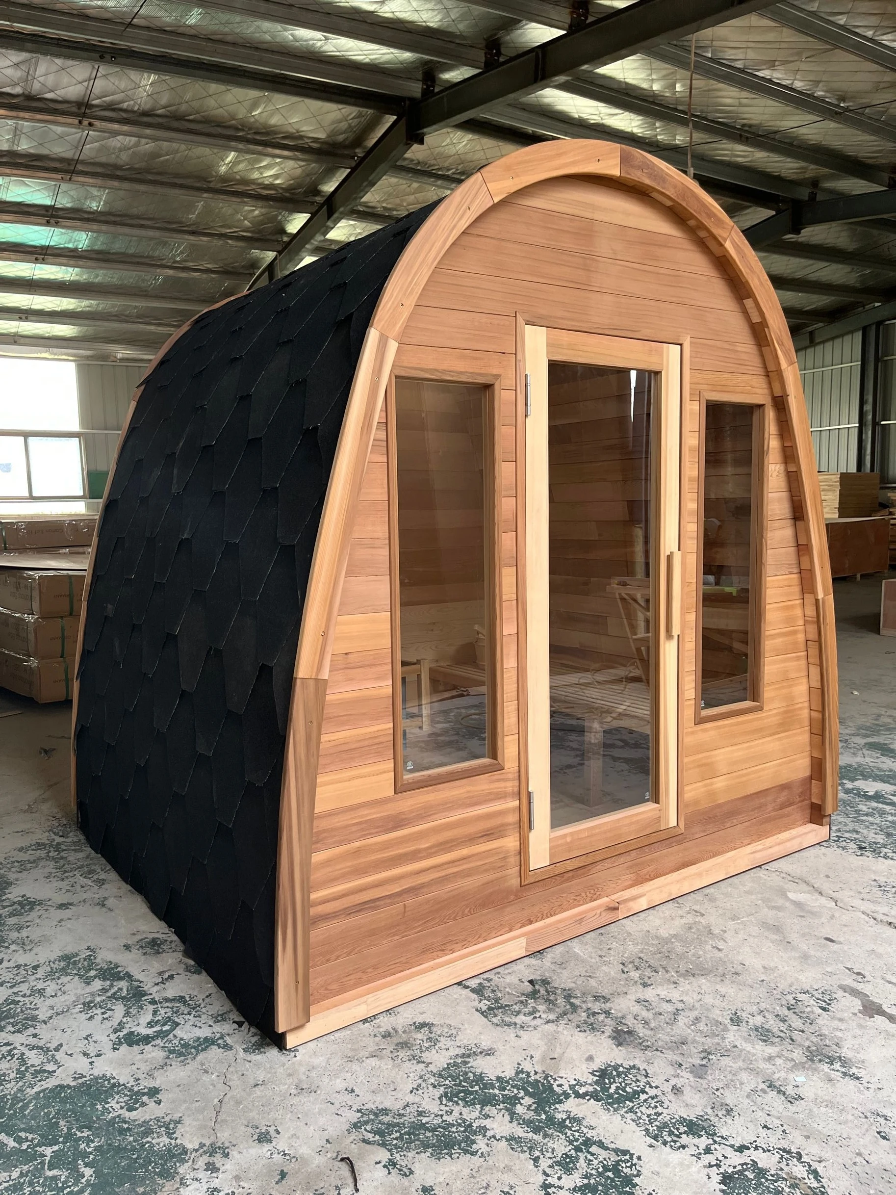 Outdoor rain drop traditional cedar wood dome sauna with Harvia heater