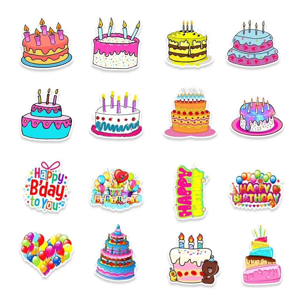 Happy Birthday Stickers for Kids Vinyl Waterproof Cute Birthday Party Stickers for Decoration Scrapbook Coffee Journals