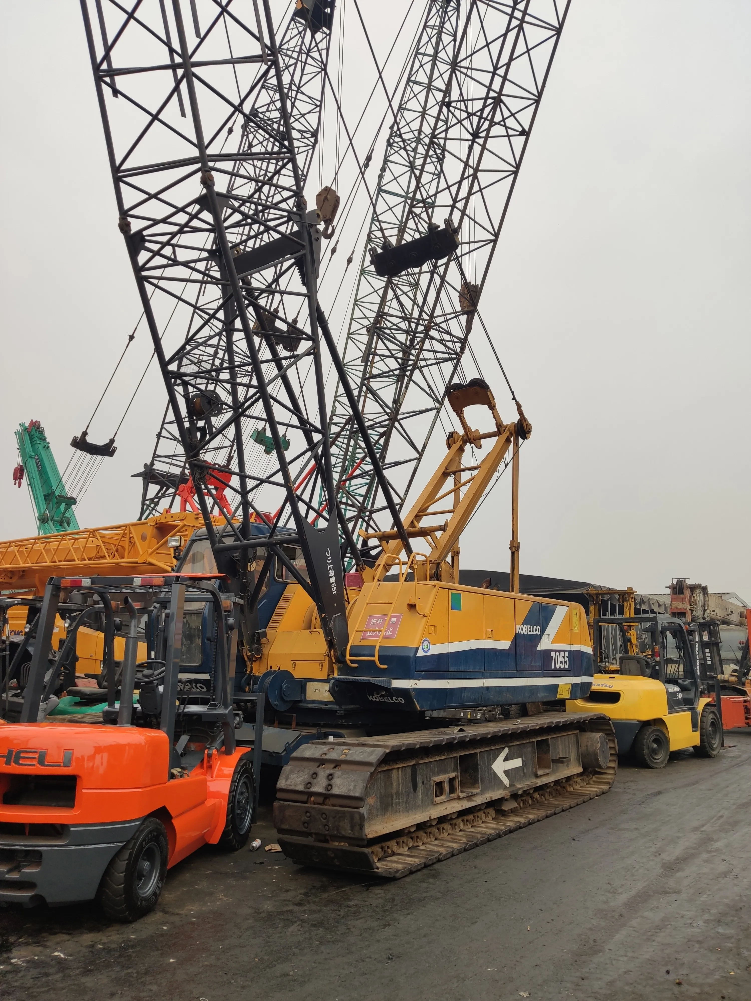 Ko bel co used 7055 55 ton telescopic boom crawler crane