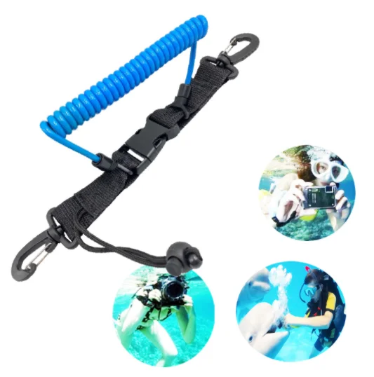 Snorkeling diving camera spring rope safety quick-release buckle double-headed hook underwater anti-loss stainless steel spring