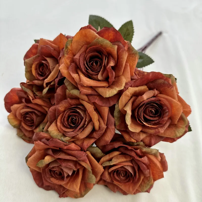 IFG Wholesale Price 7 Heads Autumn Styles Big Artificial Rose Flowers Bouquet for Wedding Decor