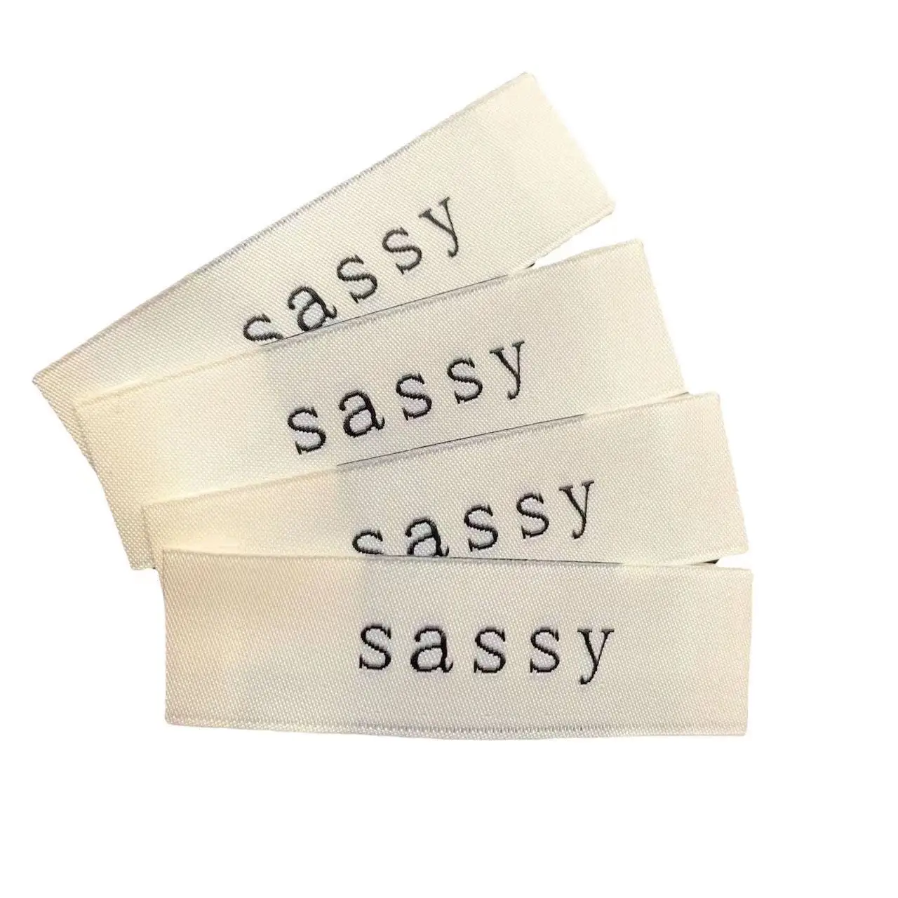Custom Damask Woven Labels Clothing Tag Neck End Folded Garment Labels Woven Label Iron On
