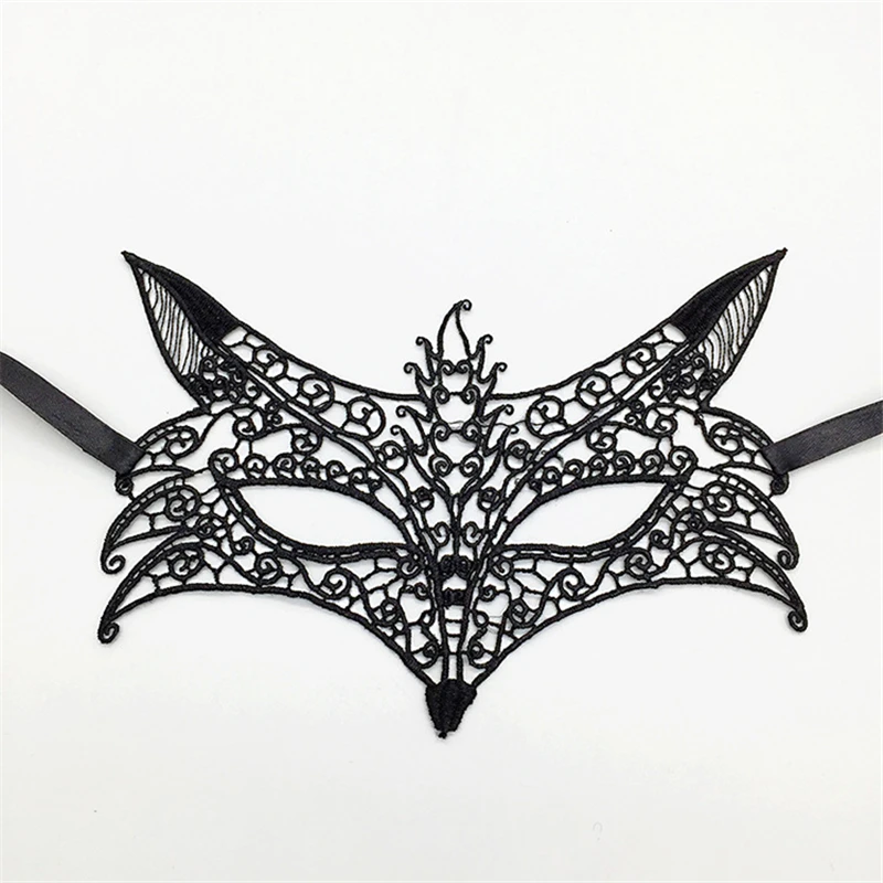 Womens girls black masquerade mask fancy dance club nightclub sexy lace eye mask for halloween carnival party