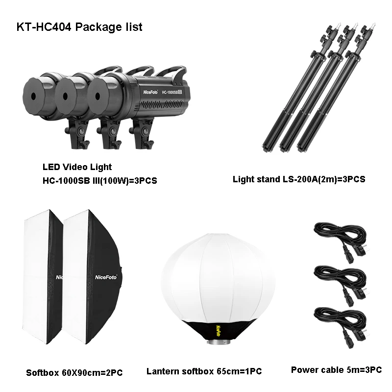 KT-HC404(HC-1000SB III ) NiceFoto 100W 5600K daylite CRI 95+  led studio light video kit for photography shooting