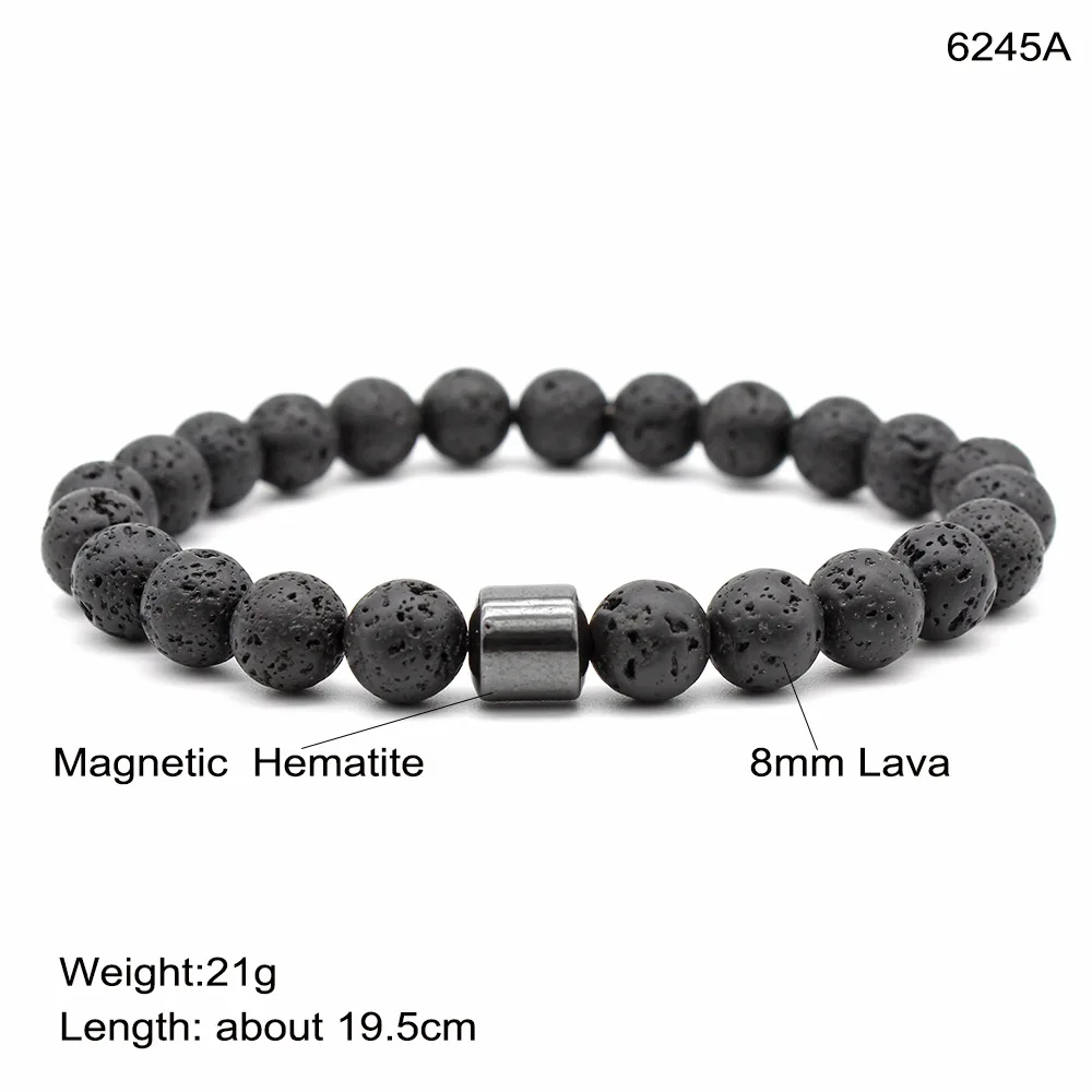 2024 Newest Men Bracelet Hot Selling Black Stone Tiger Eye beads Bracelet Men Volcanic Stone Magnetic Bracelet