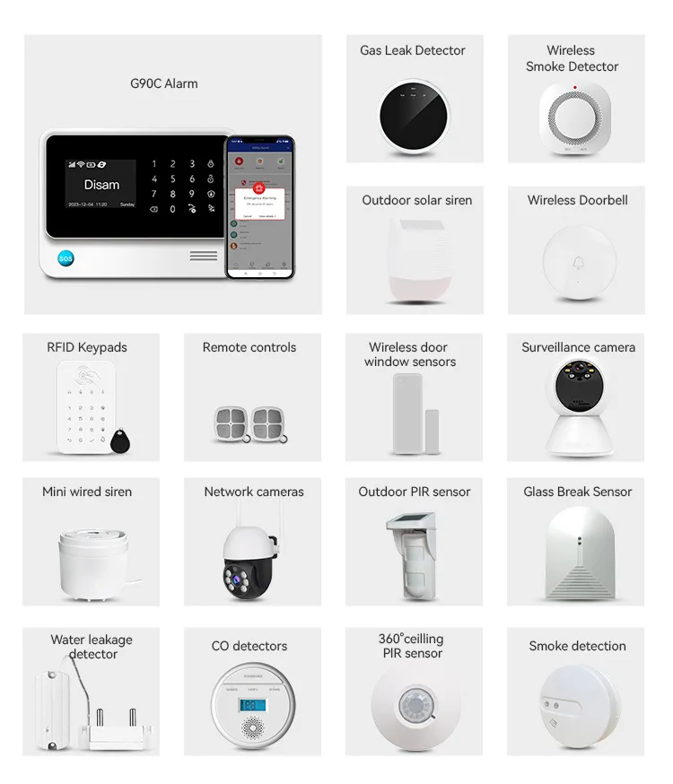 Home alarm kits 4G security alarm system APP control + CMS management system Kooyii smart home app