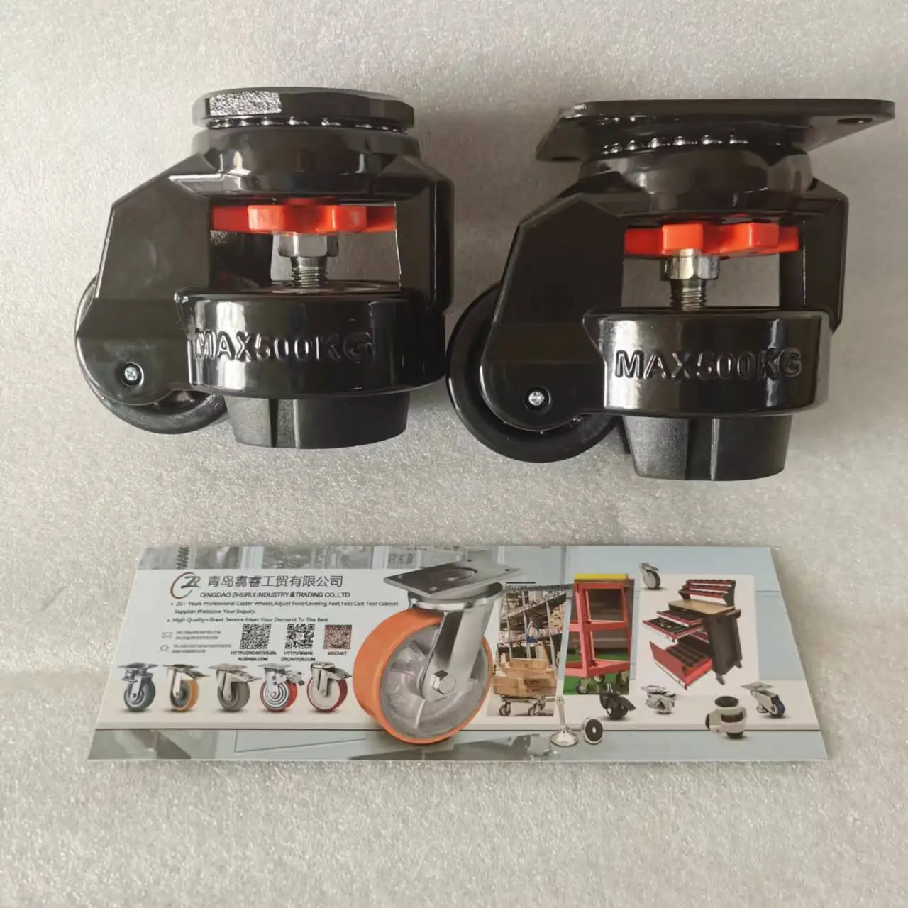 Black Height Adjustable Foot Industrial Casters Leveling Heavy Duty Caster Wheels