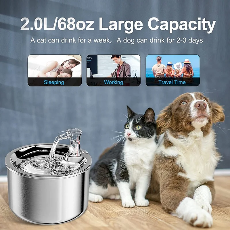 Automatic Pet Drinking Fountain with Filters,Stainless Steel Cat Water Fountain