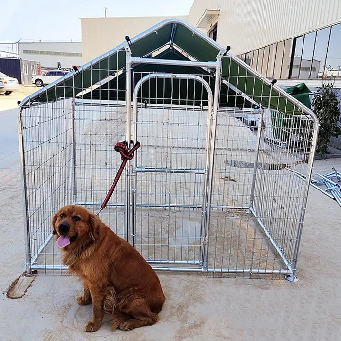 3.8mm wire mesh Large outdoor  dog cages /Dog Pen Playpen Dog Kennel house/ steel dog fence with roof& Secure Lock
