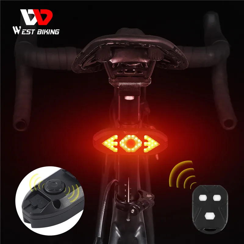  Westbiking Велосипедные замки Новый USB свет велосипед велосипедный фонарь указателя поворота рога дистанционного управления светодиодный задний для