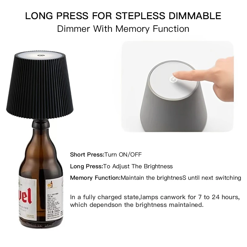 Led Touch Control Wine Wireless Bottle Lamp Light Portable Cordless Rechargeable Restaurant Bar Led Embed Bottle Table Lamp