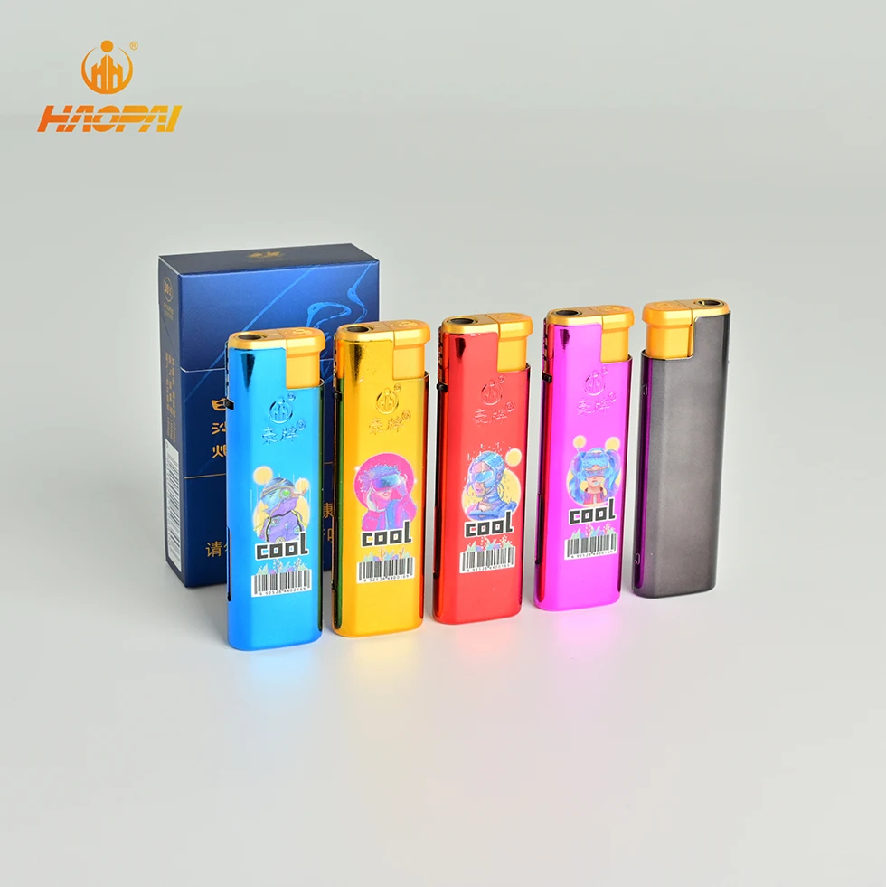 HP-P8A Iron Shell with Aluminum foil embossing  jet flame  Gas Lighter  Smoking Lighter  electric  Lighter  feuerzeug
