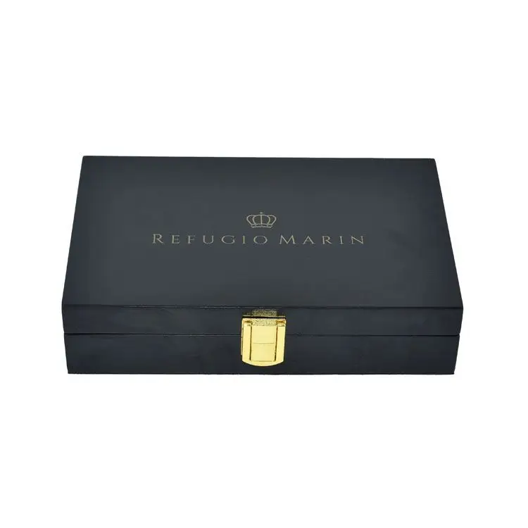 silver lock Belt Wallet Packaging Display Box Wood Box For Gift