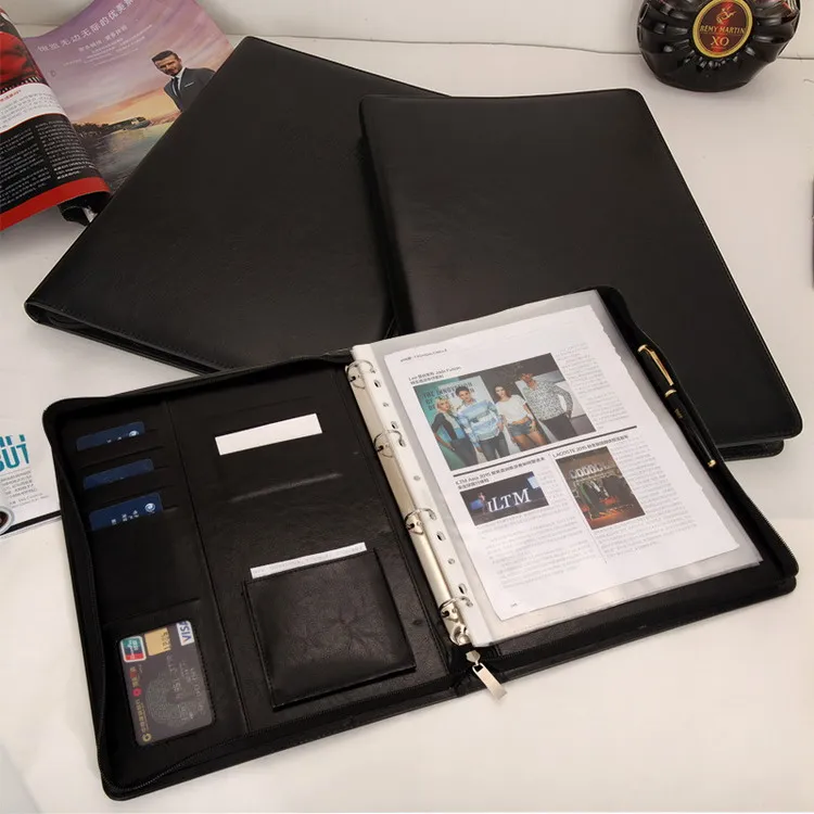 Pu Business Folders Office Stationery Supplies Zipper Insert Multifunction Portable Belt Calculator A4 Folder File Organizer