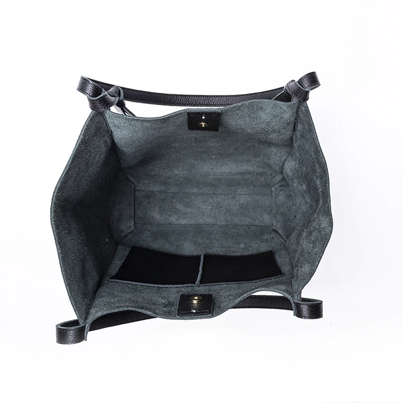 
2019 High Quality Brand Designer Simple 100 Genuine Leather Travel Tote Bag Shopping Handbag for women with zipper pocket 