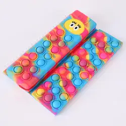 Minions cartoon cover silicone A5 bubble notebook fidget sensory toys push bubbles notebook with pencil case