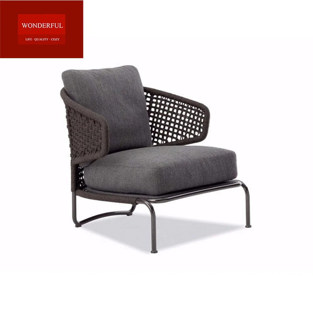 Modern Rope Rattan 70*80*70 Single Seat Outdoor Furniture Garden Sofa