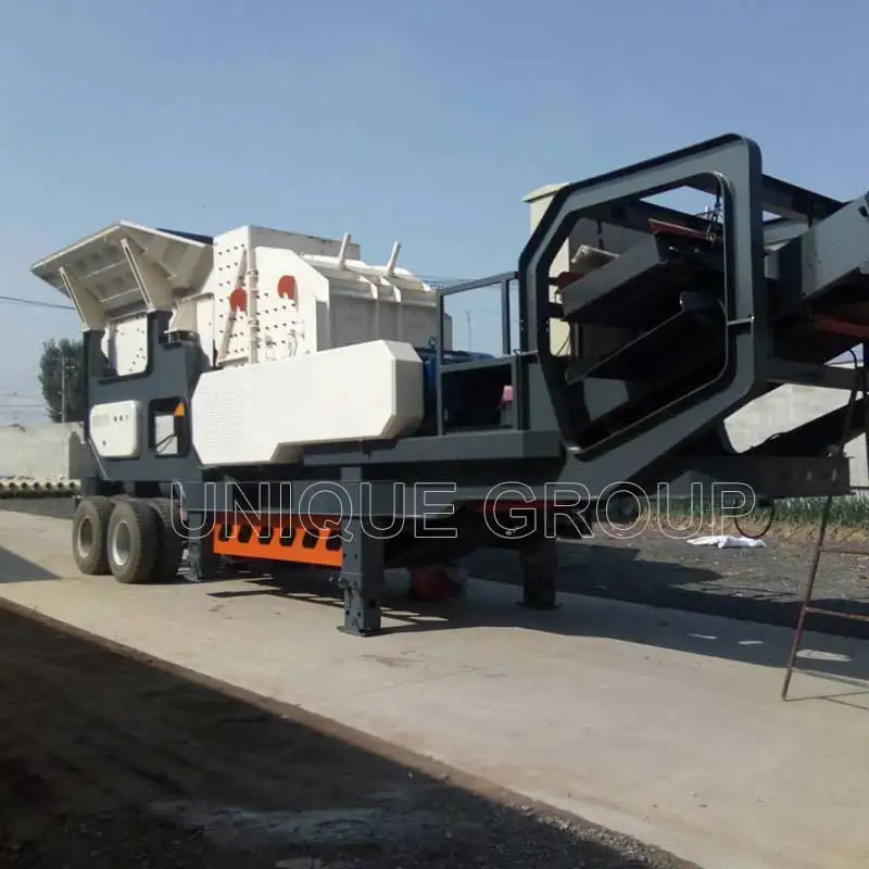 UNIQUEMAC Quality Tech Mobile Concrete Waste Recycling Machines Construction Mobile Jaw Crusher Plant for Sale