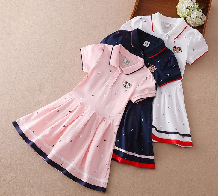 
Hot Selling Spring Autumn Children Modern Beautiful Cotton Full-Sleeved Polo Casual Girls Dress 
