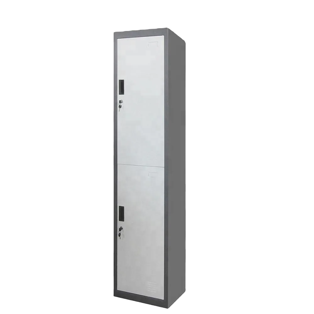 Single 2 door 2 tier locker Wardrobe Closet Cupboard Wardrobes Metal Armoire metal steel cabinet storage gym locker with key