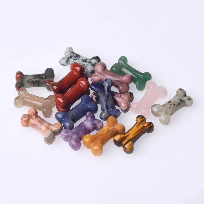 Natural Stone Reiki Carving Crafts crystal bone figurine agate rose quartz bones for DIY pendant