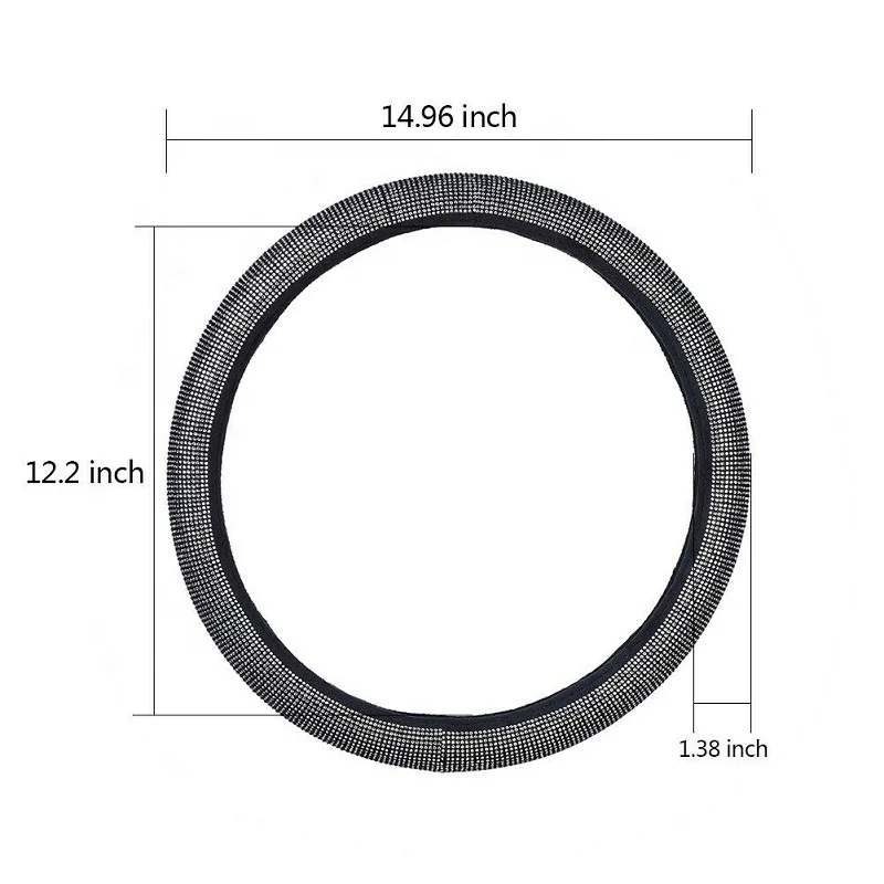 
38cm Universal Shiny Skidproof Protector Crystal Car Steering Wheel Cover 