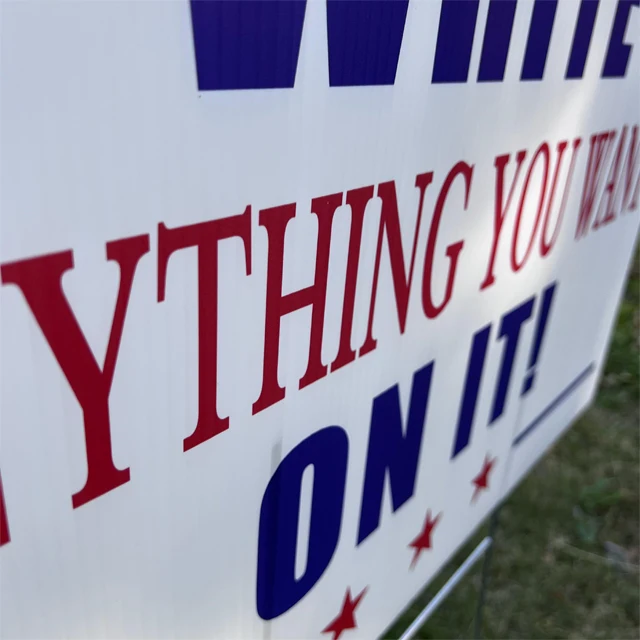 Free Sample PP President Corrugated Plastic Printed Board customized yard sign with stakes and letters