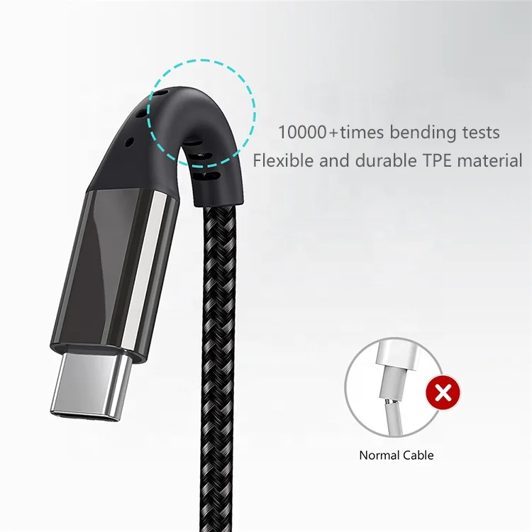 Free shipping usb cable phone accessories nylon braided USB-C 3A high speed fast Charging 2.0 type C data free shipping cable