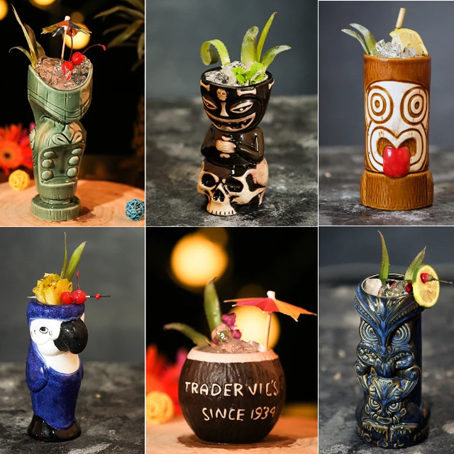 Wholesale Cocktail Bar Unique Designs Hawaii TIKI Mug Shot Glass Tiki cocktail Ceramic mugs