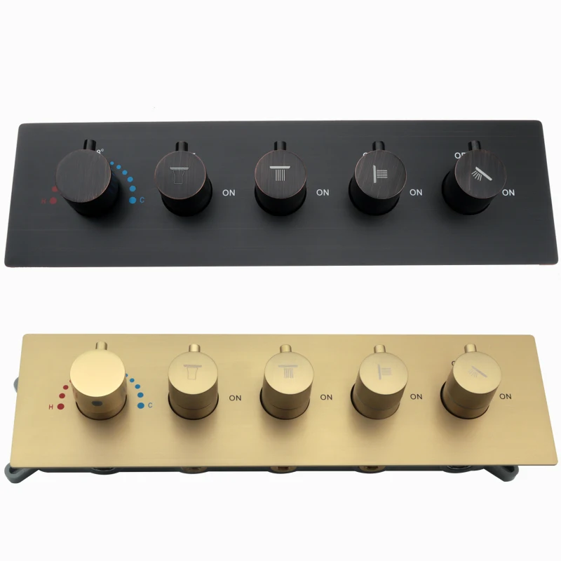 Bathroom Shower Faucet Control Valve Four Functions Thermostatic Water Switch Brass Main Body With Embedded Box
