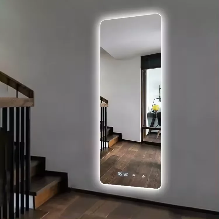 Wholesale Rectangle LED Lighted Bathroom Mirror Frameless with Aluminum Lenses Customizable Logo Heated Wall Mounted LED Mirror
