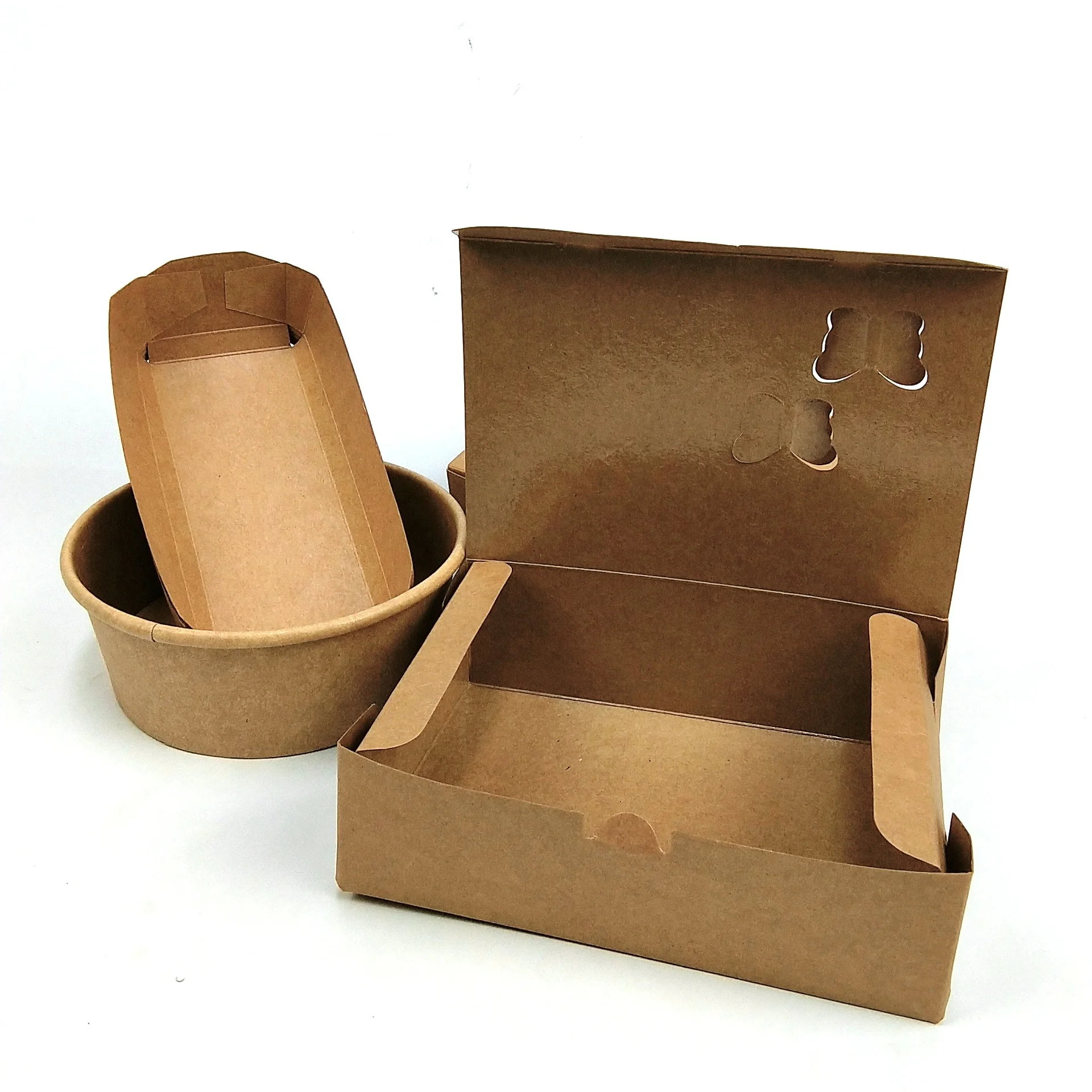 Food Grade Kraft Box Free Sample Custom Logo Print Kraft Paper Food Box Fried Chicken Box With PE Film