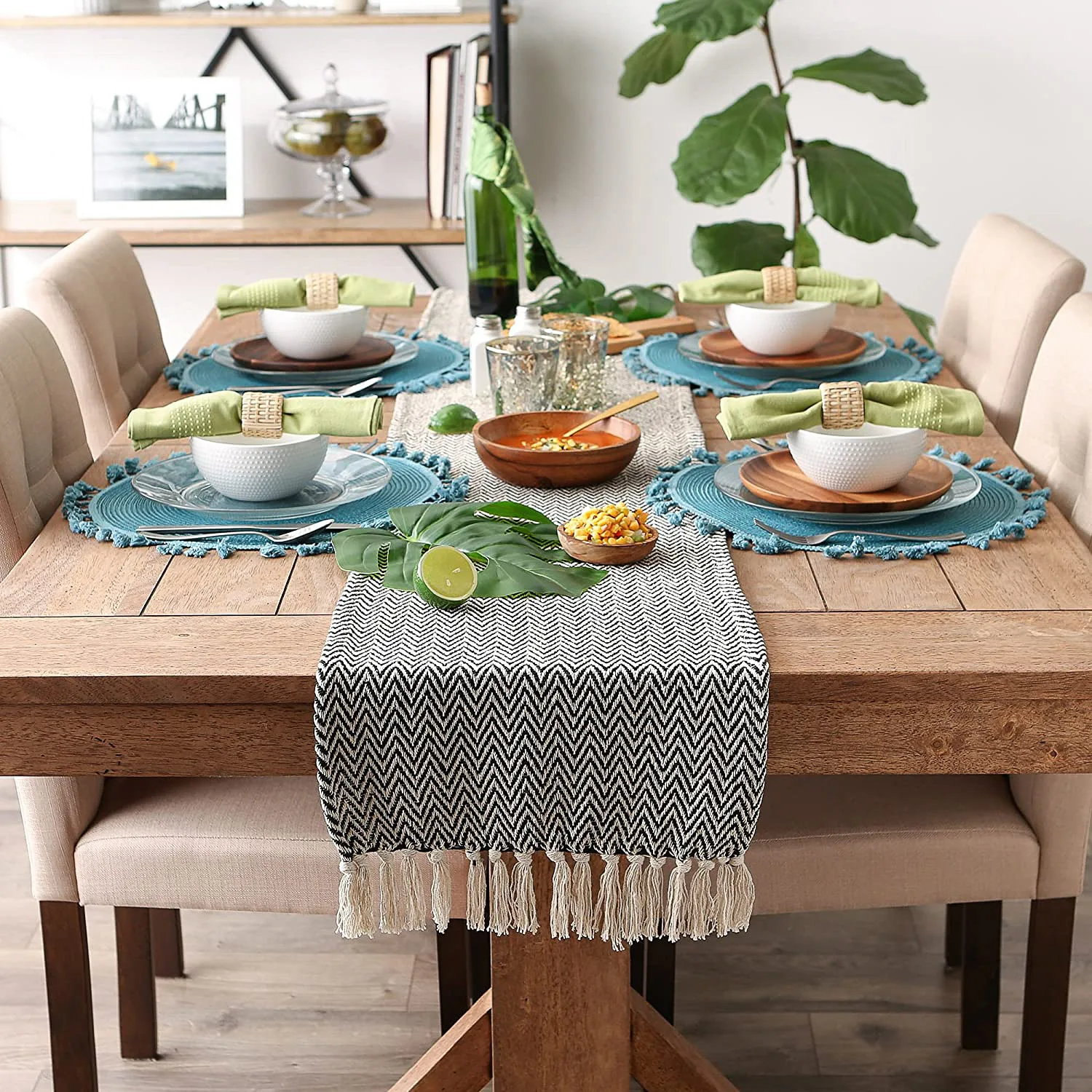 American household woven jacquard natural cotton hot selling runner table