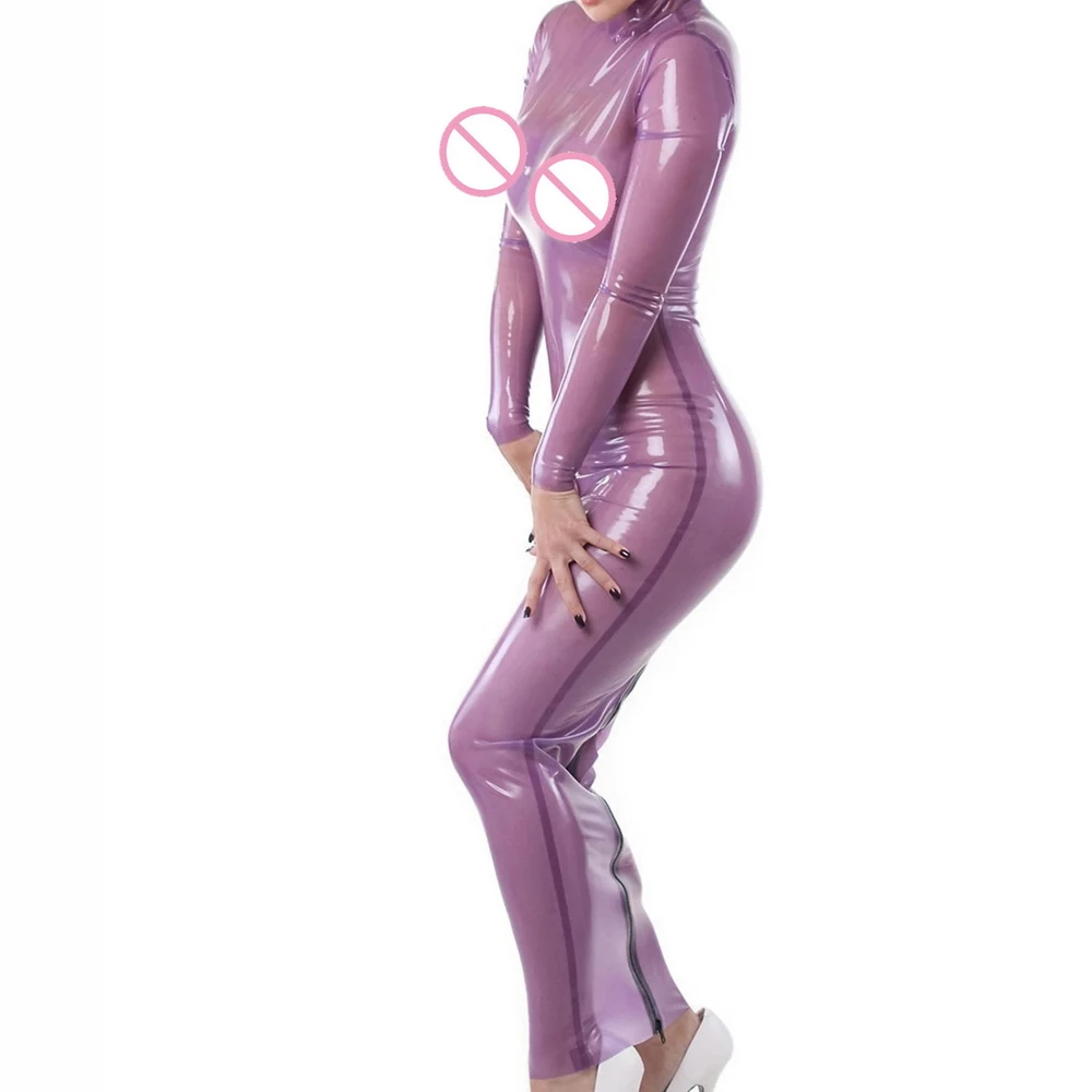 Latex dress Gummi Rubber Pink Cute Catsuit Bodysuit costume with Zipper Size XS-XXL