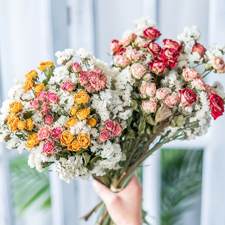 free sample factory supply high quality cheap dried flower dried rose flower preserved flower for wedding decoration