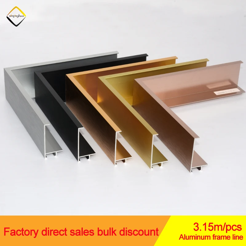 5 Colors Matte Black Gold Silver Picture Photo Frame Bar Custom Size Metal Frame Strips Aluminum Frame Profile Moulding