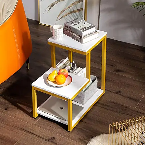
living room 3 tier high end modern unique coffee side end table with gold frame 