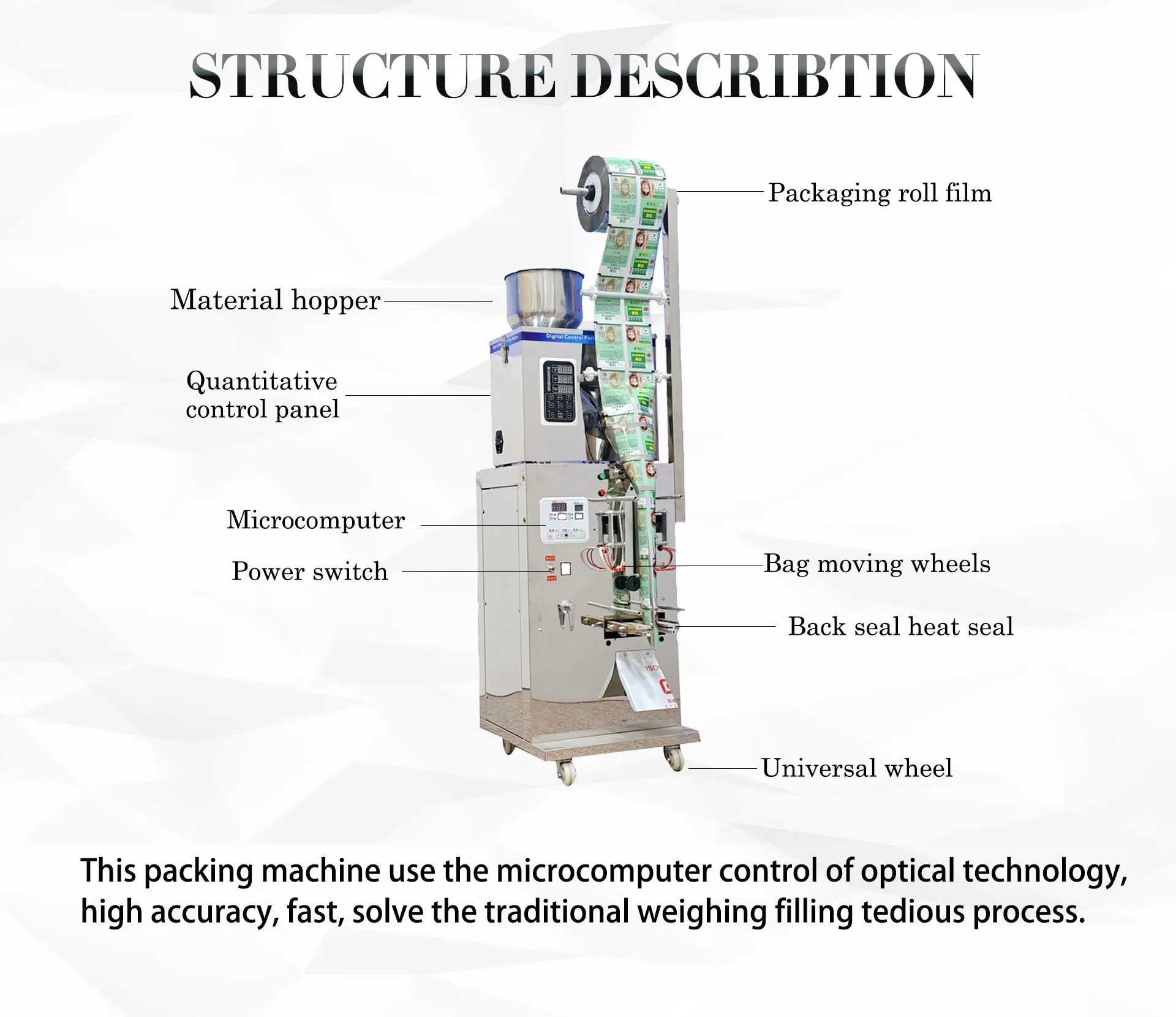 Washing powder packing automatic coffee vacuum tea circular packaging machine