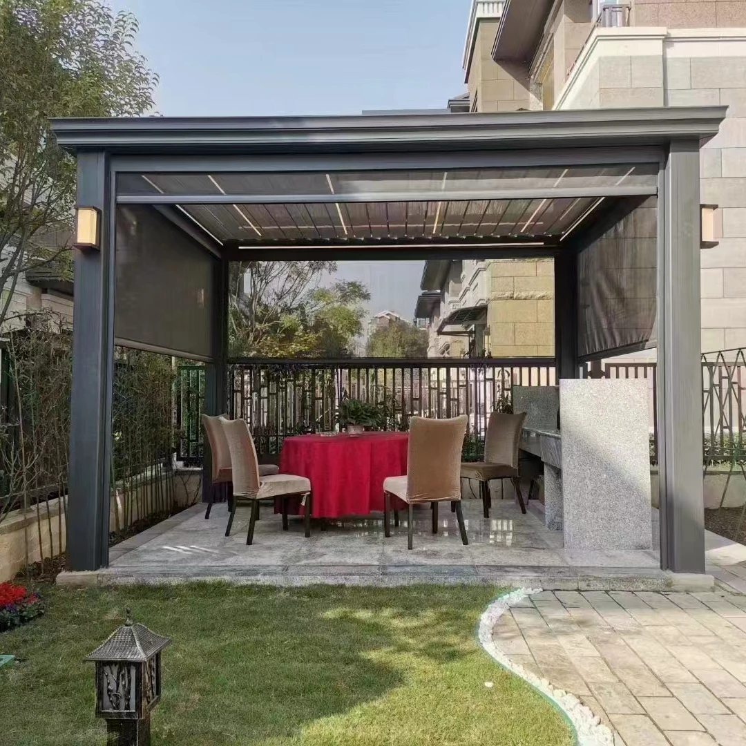 2022 New Easy Assembled Heavy Duty Motorized Aluminum Pergola Waterproof Louver Roof Pergola