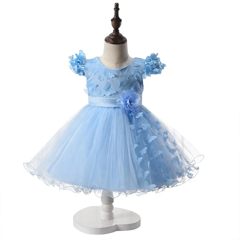 Flower Girls Dresses Satin Beautiful Design Kids 3 to 10 Years Children Performance Dress 3D Ball Gown Chiffon Sleeveless Amanda