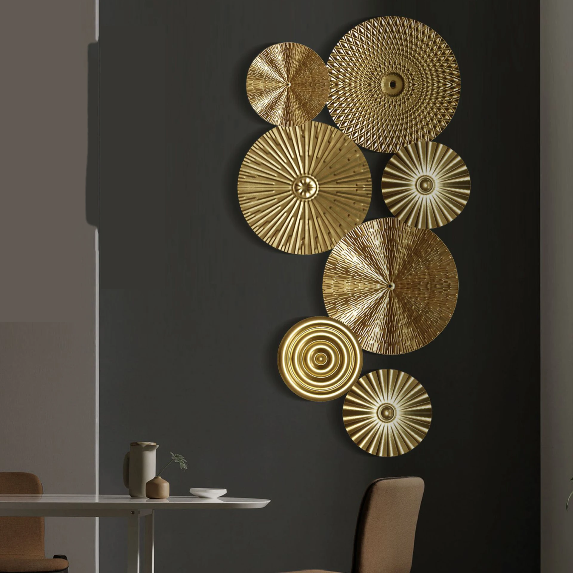 Wall Decor Nordic Flower Mirror Bedroom Living Room Hanging Metal Modern Accents Gold Luxury Art Decorative Home Wall Decor