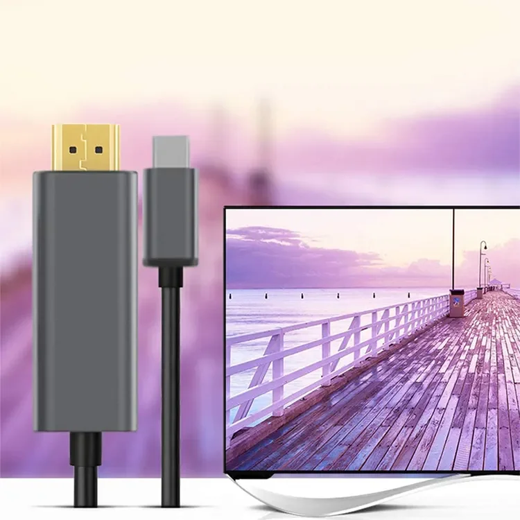 Factory custom aluminum alloy PVC USB Type to HDMI high-definition viewing Angle TV public cable adapter converter