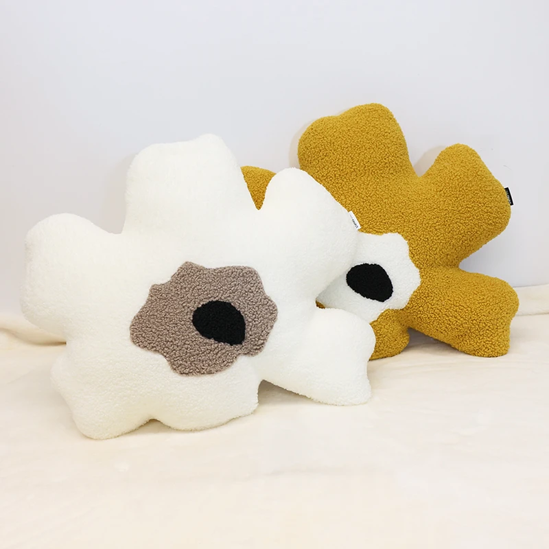 New In teddy fleece plush decorative bolster sofa cushion flower shaped throw pillow with zipper