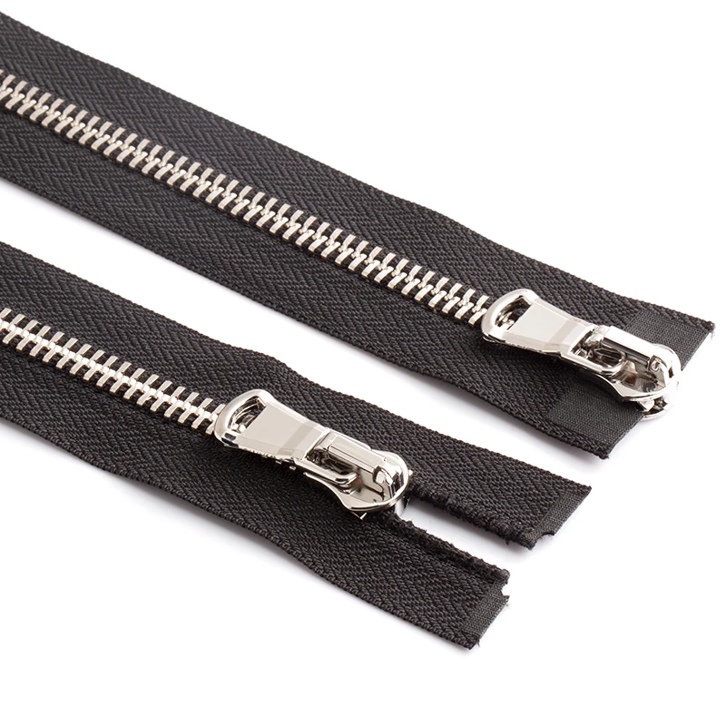 Manufacturer Silver Tooth Brass Custom Zipper Material Zipper 2 Way Metal Zipper
