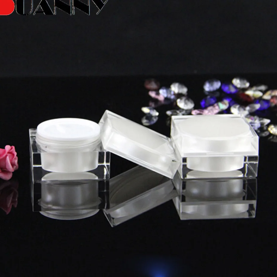 1 oz Acrylic Clear Square Cosmetic Cream Jar For Face Cream